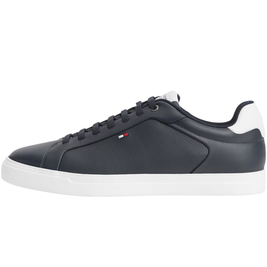Image number 1 for Tommy Hilfiger Icon Court Leather Trainers Navy