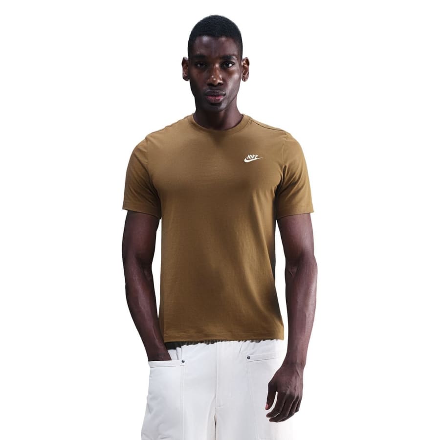 Image number 4 for Nike Crew Neck Club T Shirt Brown