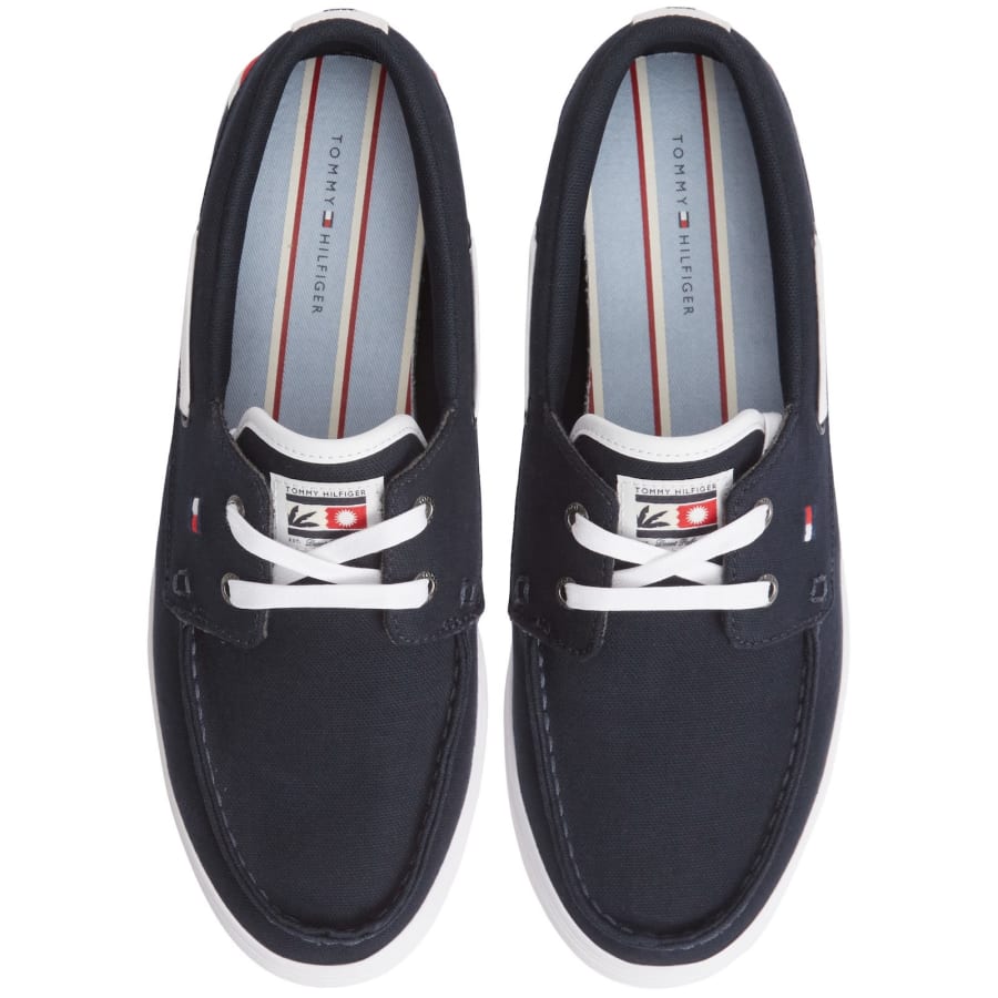 Image number 3 for Tommy Hilfiger Canvas Boat Shoes Navy