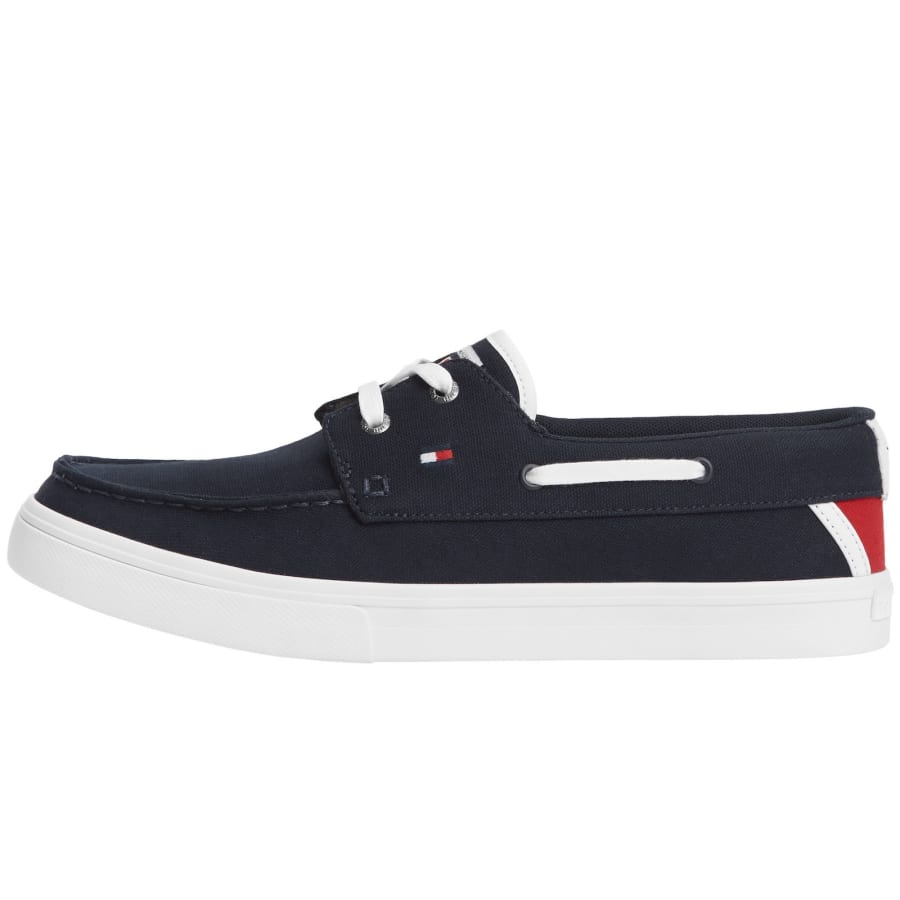 Image number 1 for Tommy Hilfiger Canvas Boat Shoes Navy