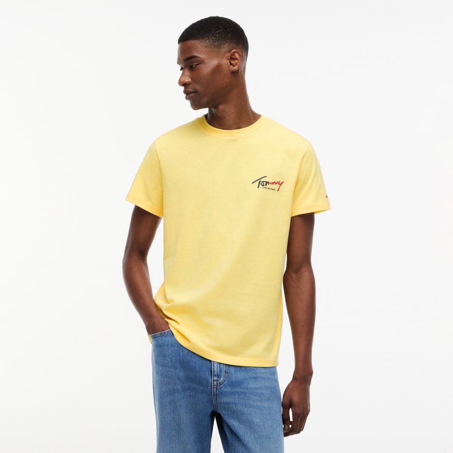 Image number 5 for Tommy Jeans Chest Logo T Shirt Yellow