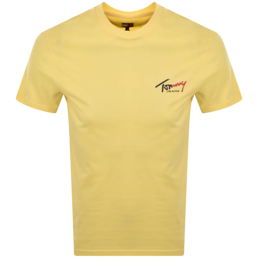 Image number 1 for Tommy Jeans Chest Logo T Shirt Yellow
