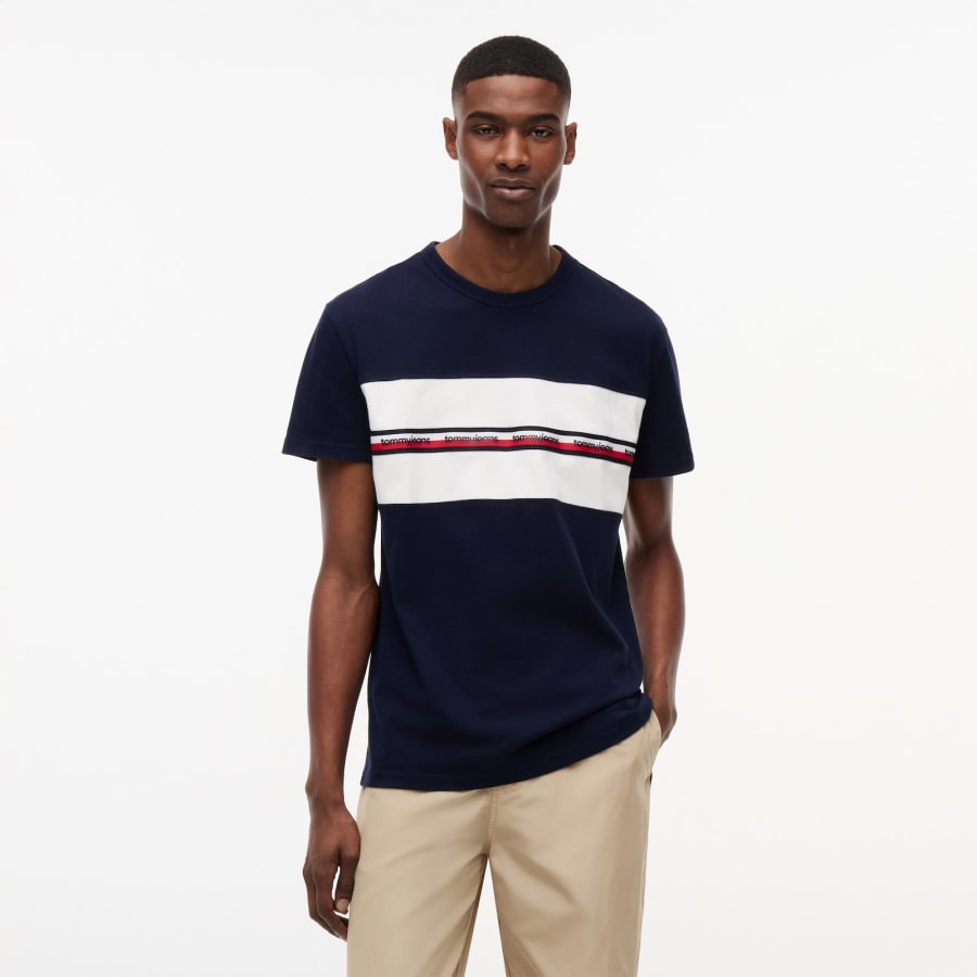 Image number 5 for Tommy Jeans Tape T Shirt Navy