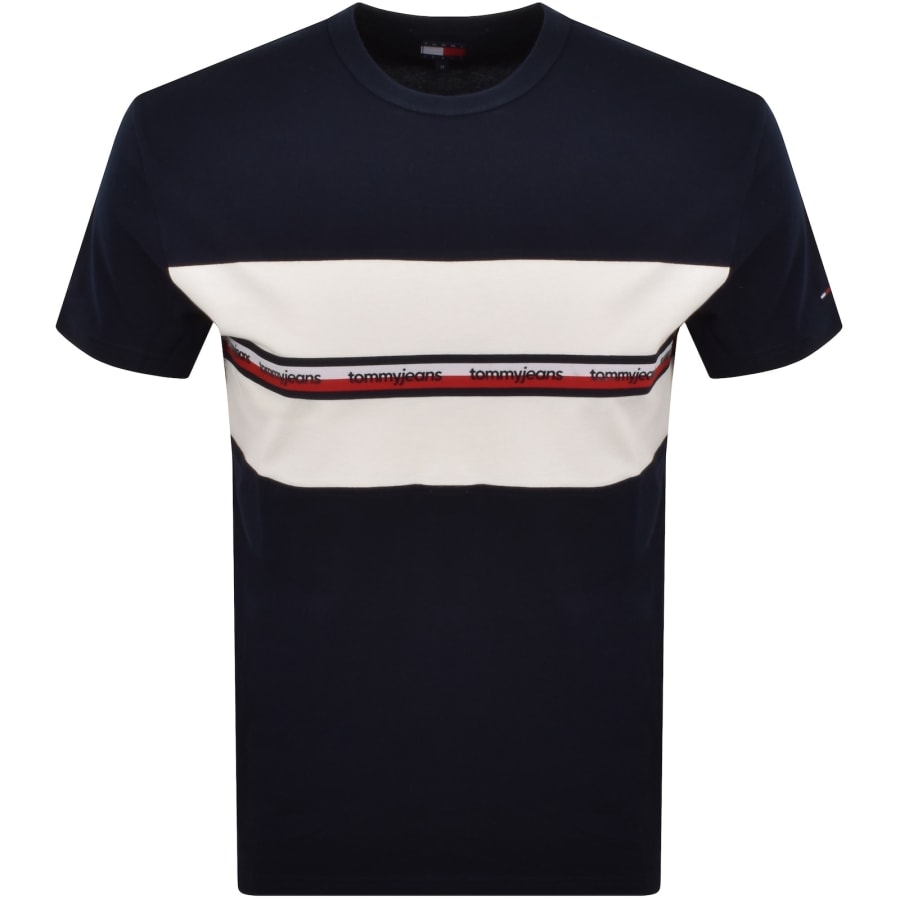 Image number 1 for Tommy Jeans Tape T Shirt Navy