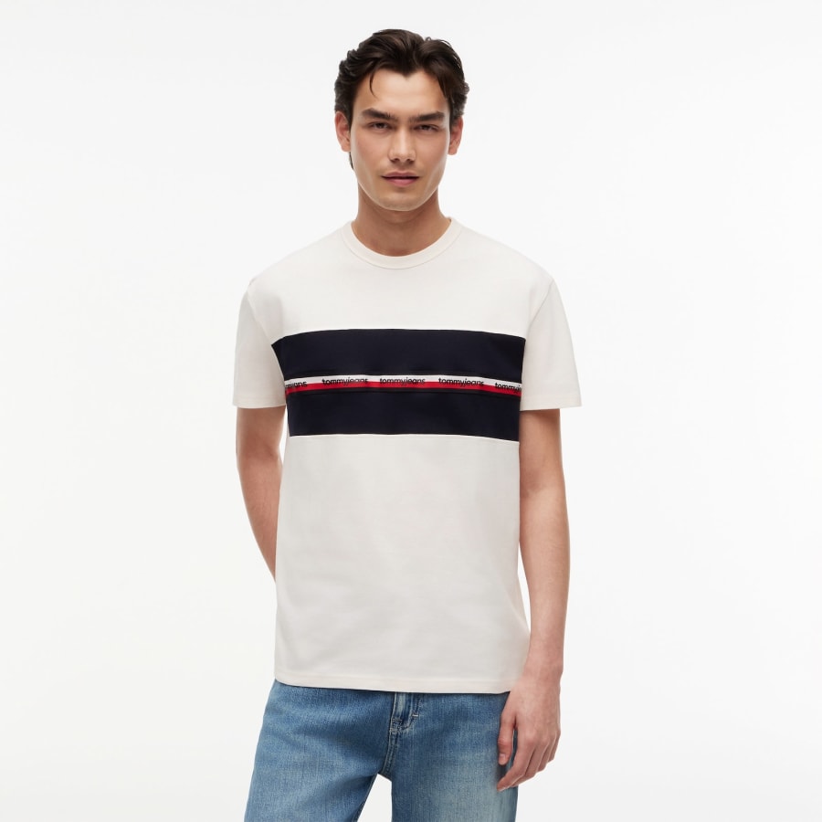Image number 5 for Tommy Jeans Tape T Shirt Ancient White