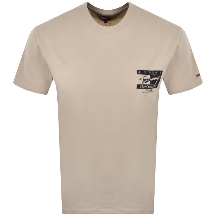 Image number 2 for Tommy Jeans Sign Flag T Shirt Classic Beige