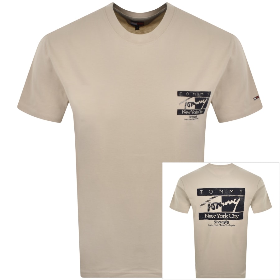 Image number 1 for Tommy Jeans Sign Flag T Shirt Classic Beige