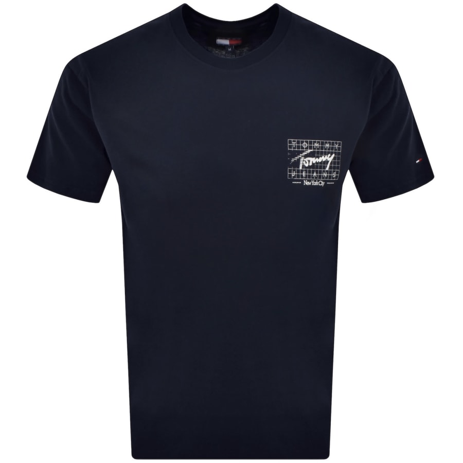 Image number 2 for Tommy Jeans Sign Flag T Shirt Navy