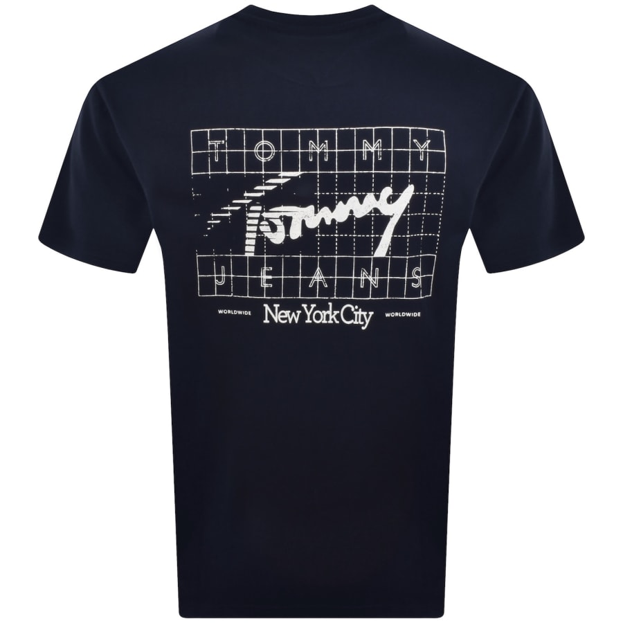 Image number 4 for Tommy Jeans Sign Flag T Shirt Navy