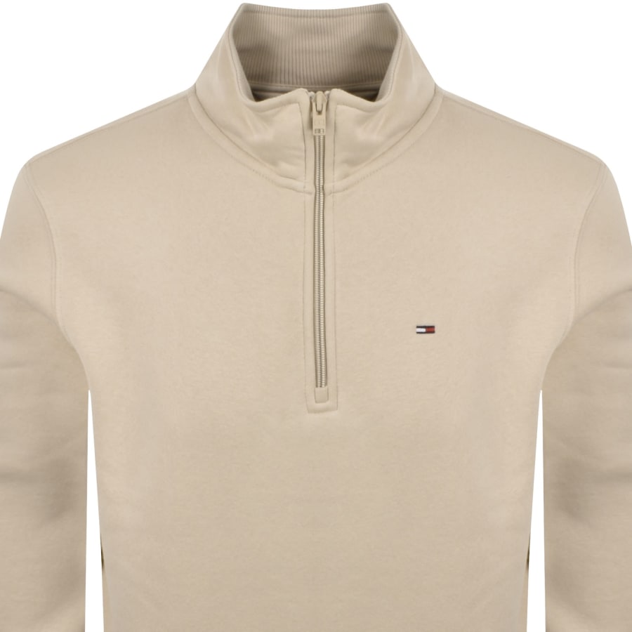 Image number 2 for Tommy Jeans Quarter Zip Sweatshirt Beige
