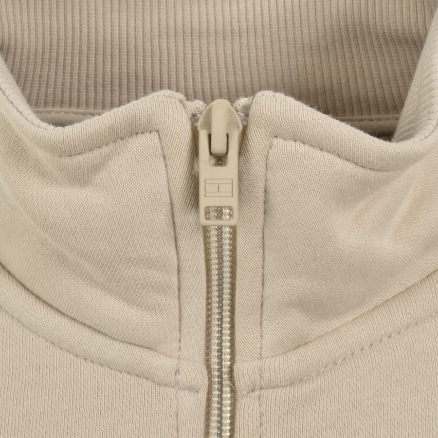 Image number 4 for Tommy Jeans Quarter Zip Sweatshirt Beige