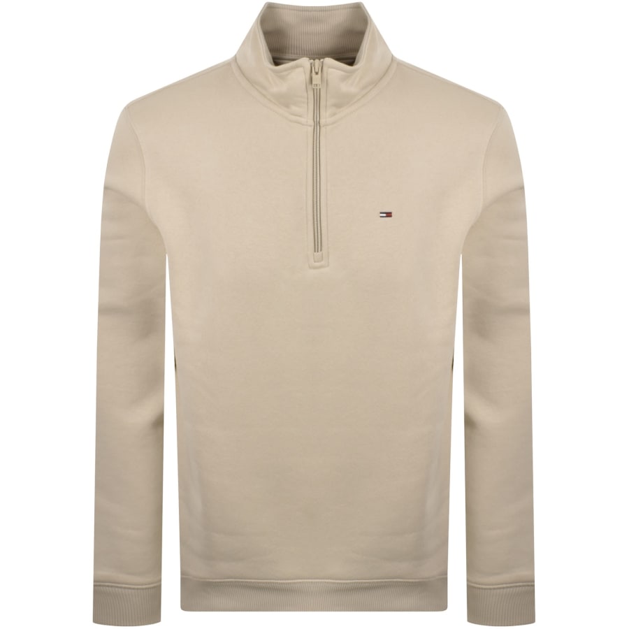 Image number 1 for Tommy Jeans Quarter Zip Sweatshirt Beige