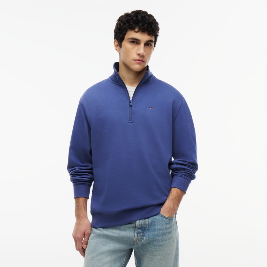 Image number 5 for Tommy Jeans Quarter Zip Sweatshirt Blue