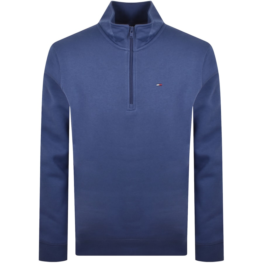 Image number 1 for Tommy Jeans Quarter Zip Sweatshirt Blue