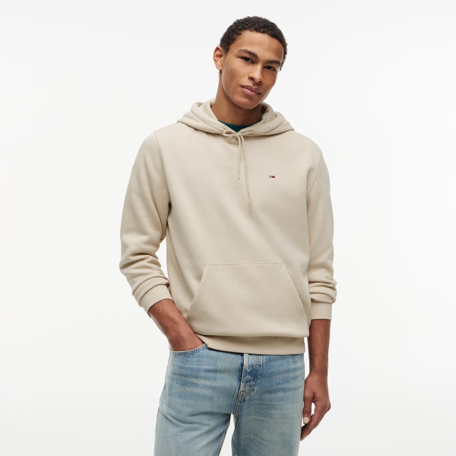 Image number 4 for Tommy Jeans Flag Logo Hoodie Beige