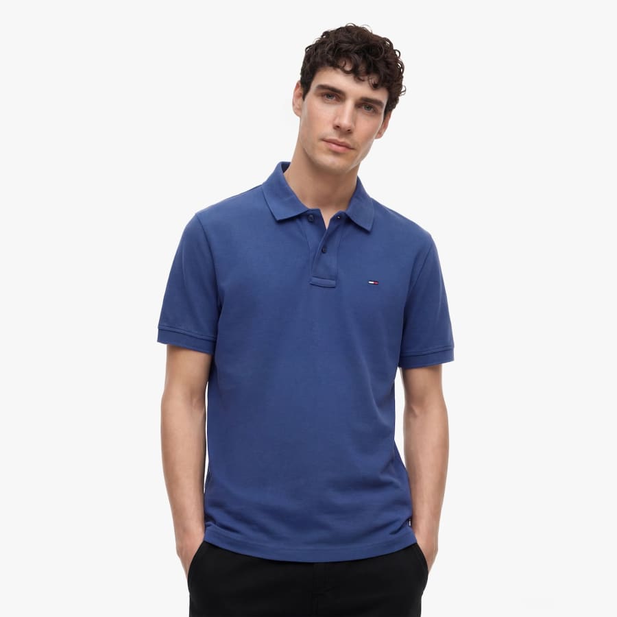 Image number 5 for Tommy Jeans Tipped Polo Shirt Blue