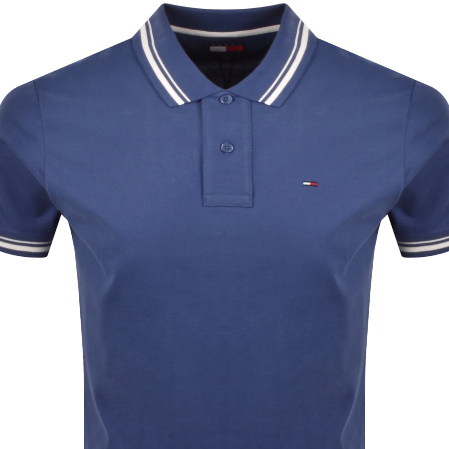 Image number 2 for Tommy Jeans Tipped Polo T Shirt Blue