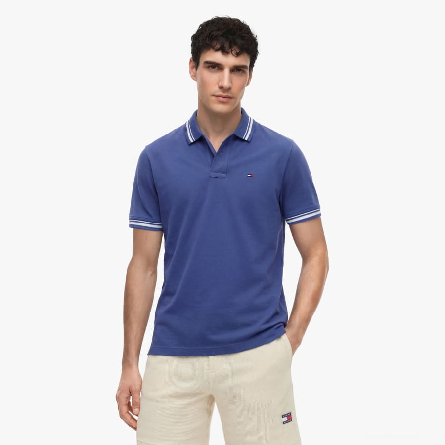 Image number 5 for Tommy Jeans Tipped Polo T Shirt Blue