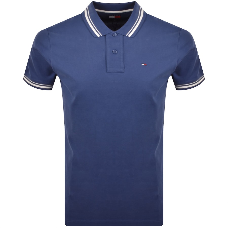 Image number 1 for Tommy Jeans Tipped Polo T Shirt Blue