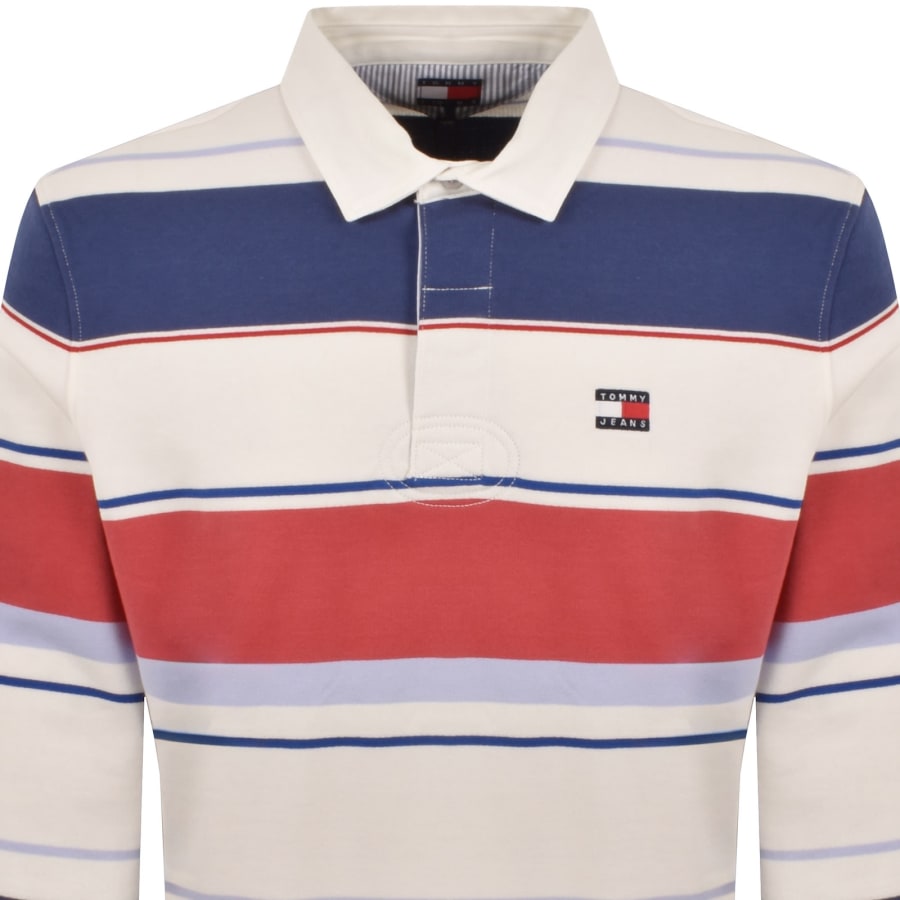 Image number 2 for Tommy Jeans Stripe Rugby Shirt Ecru