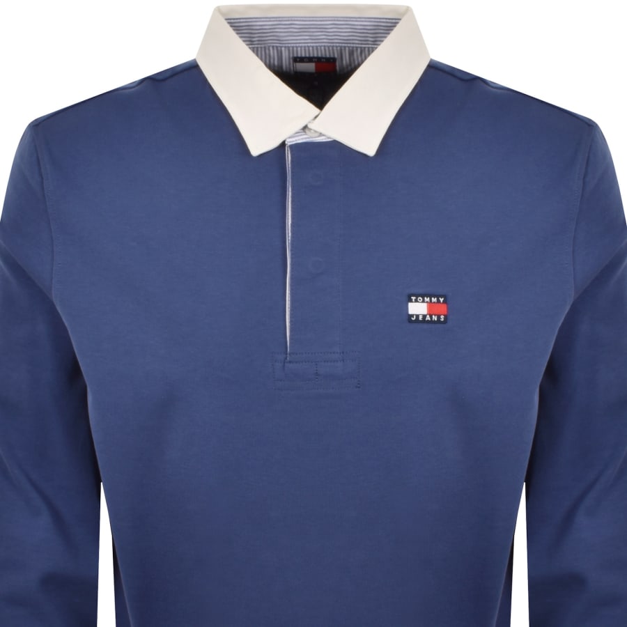 Image number 2 for Tommy Jeans Badge Rugby Shirt Blue