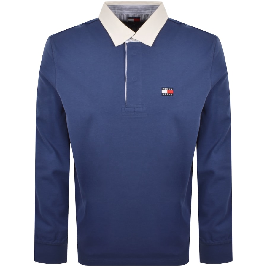 Image number 1 for Tommy Jeans Badge Rugby Shirt Blue
