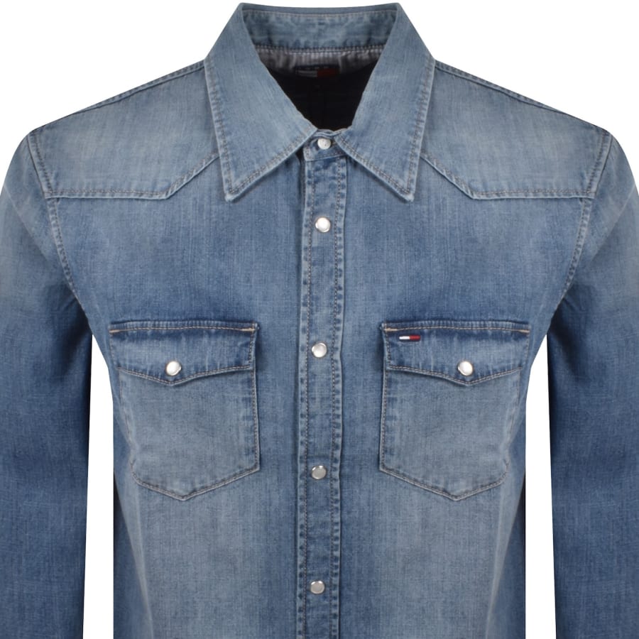 Image number 2 for Tommy Jeans Western Denim Shirt Blue