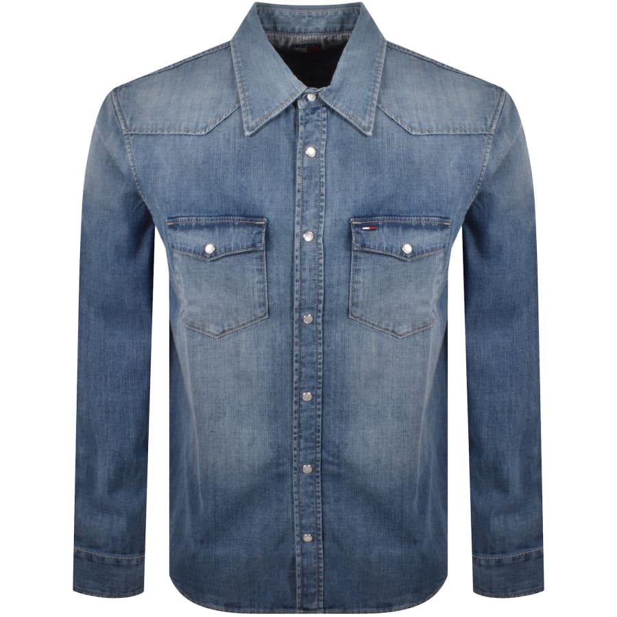 Image number 1 for Tommy Jeans Western Denim Shirt Blue
