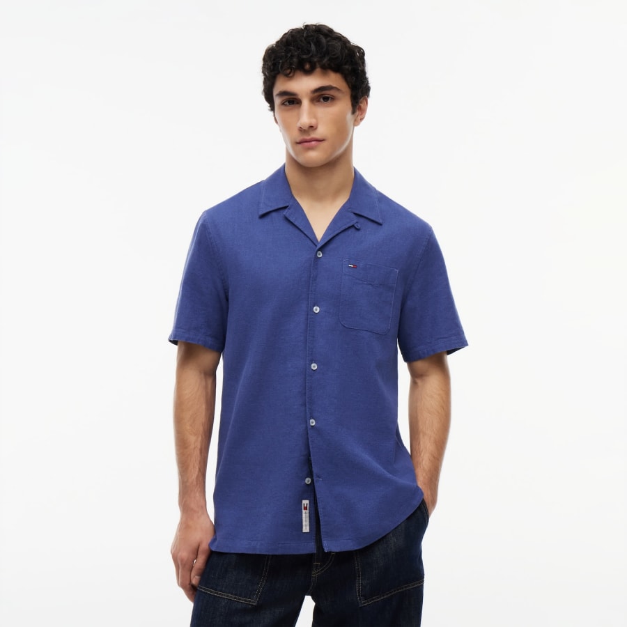 Image number 5 for Tommy Jeans Linen Blend Shirt Blue