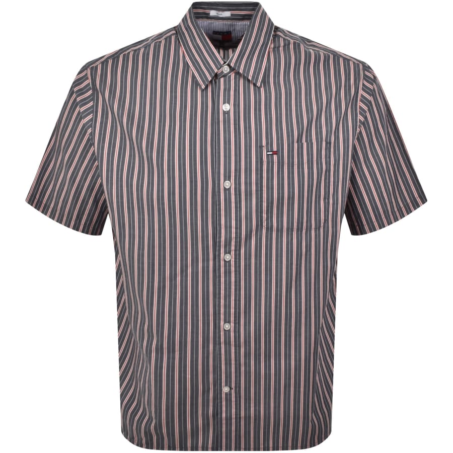 Image number 1 for Tommy Jeans Relaxed Poplin Stripe Shirt Navy