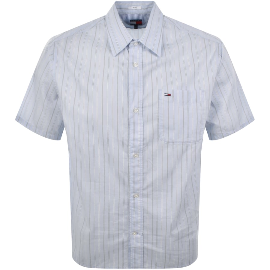 Image number 1 for Tommy Jeans Relaxed Poplin Stripe Shirt Blue