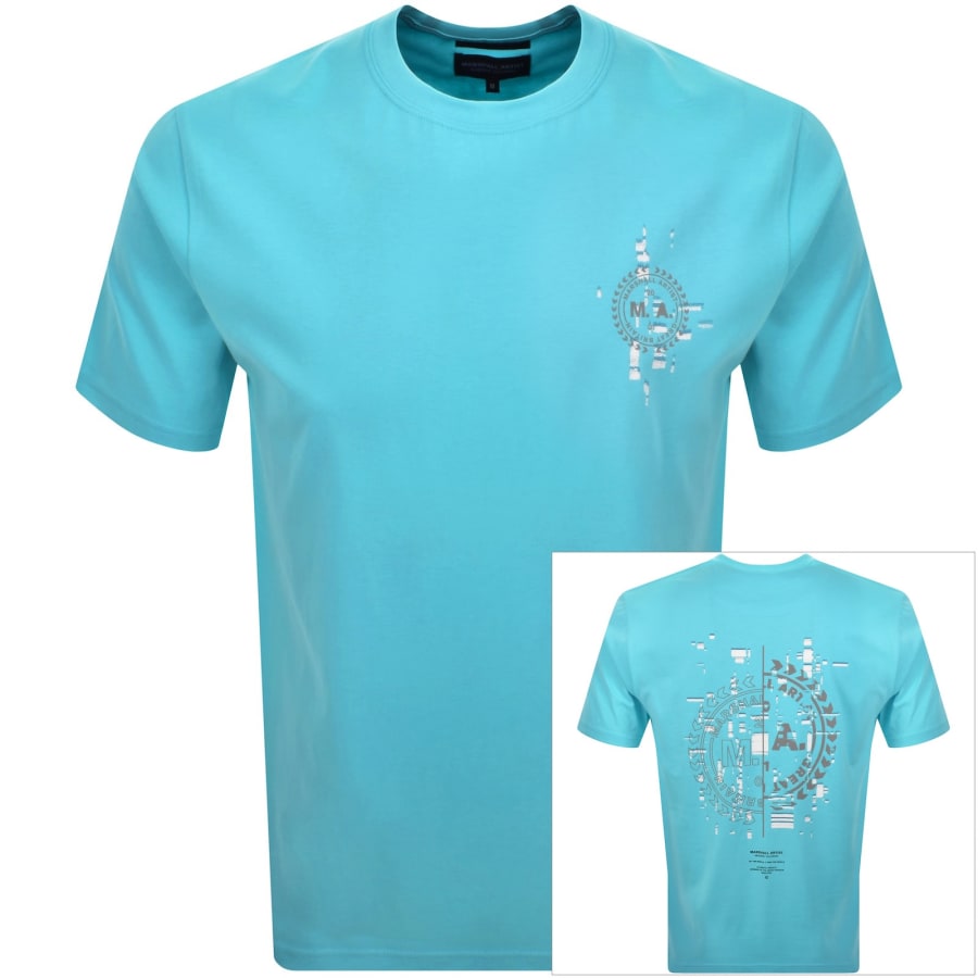 Image number 1 for Marshall Artist Glitch Theory T Shirt Blue