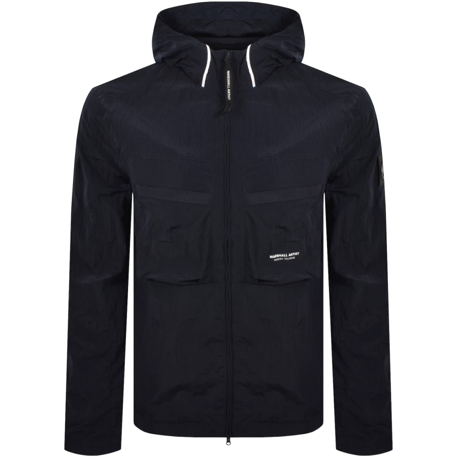 Image number 2 for Marshall Artist Sicuro Hooded Overshirt Navy