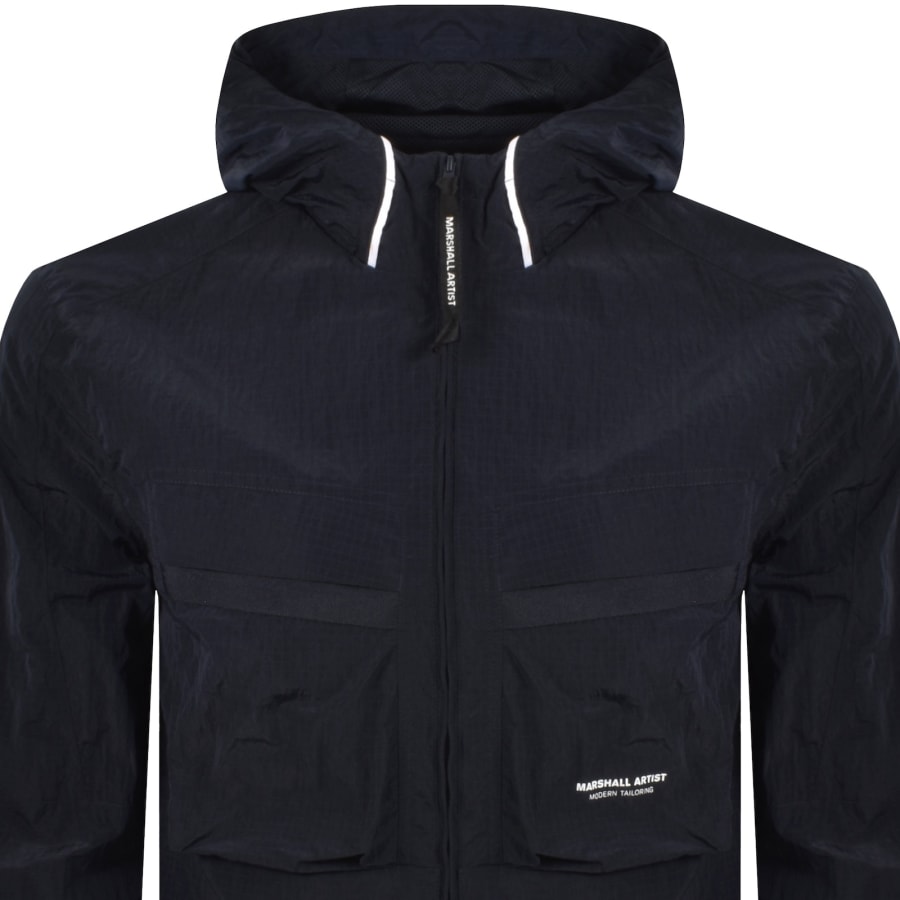 Image number 3 for Marshall Artist Sicuro Hooded Overshirt Navy