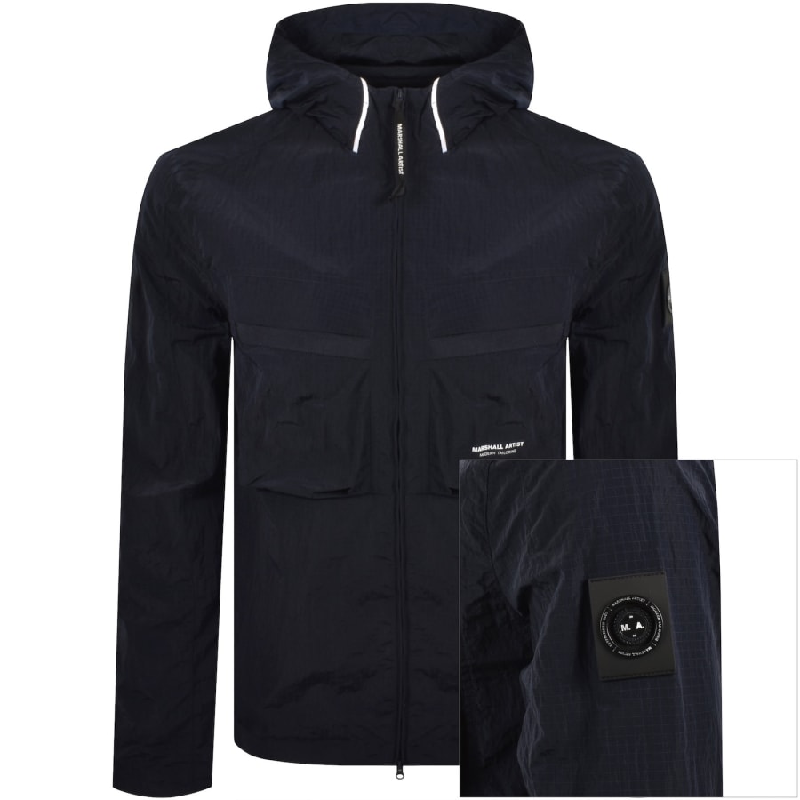 Image number 1 for Marshall Artist Sicuro Hooded Overshirt Navy