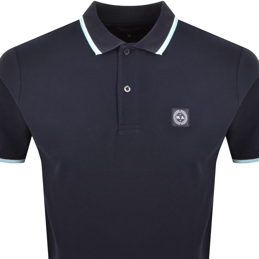 Image number 2 for Marshall Artist Tipped Polo T Shirt Navy