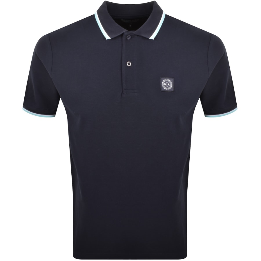 Image number 1 for Marshall Artist Tipped Polo T Shirt Navy