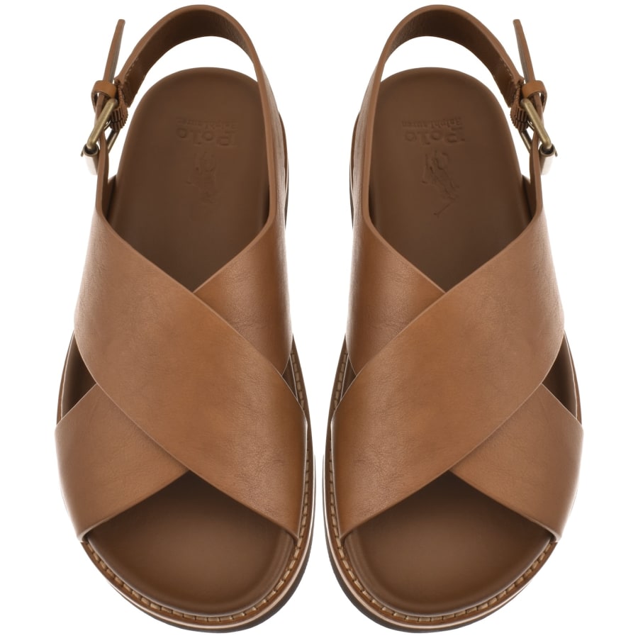 Image number 2 for Ralph Lauren Zane Leather Sandals Brown