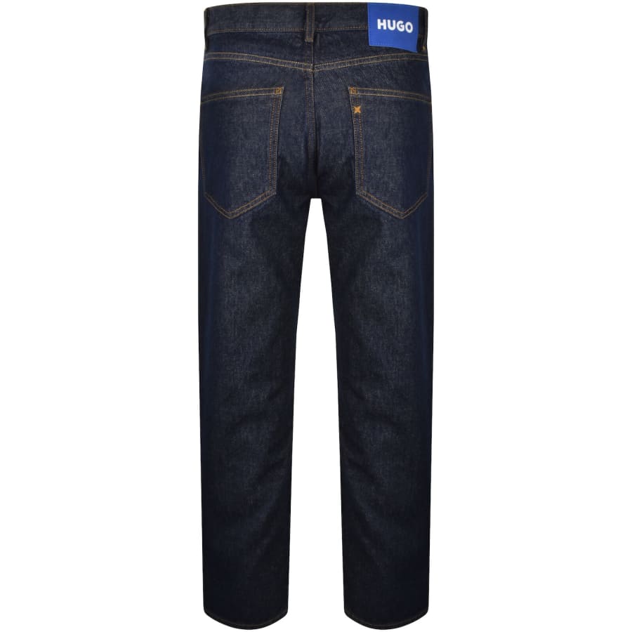 Image number 3 for HUGO Blue Straight Fit Jonah Dark Wash Jeans