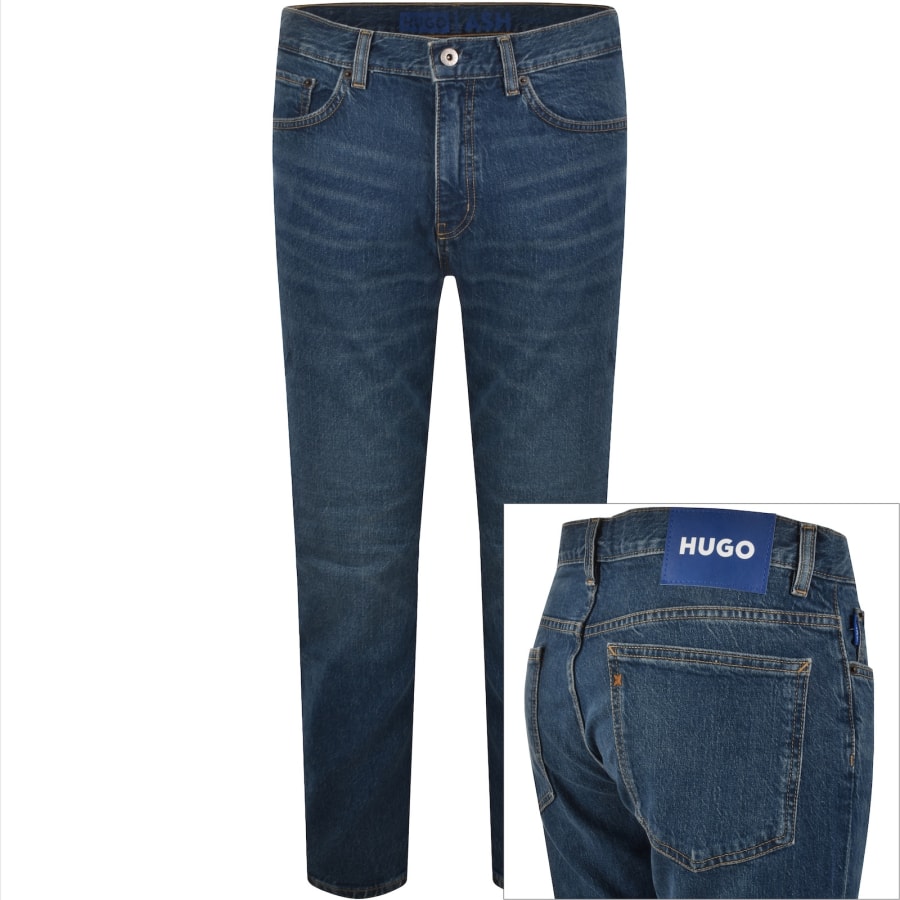 Image number 1 for HUGO Blue Ash Mid Wash Slim Fit Jeans Blue