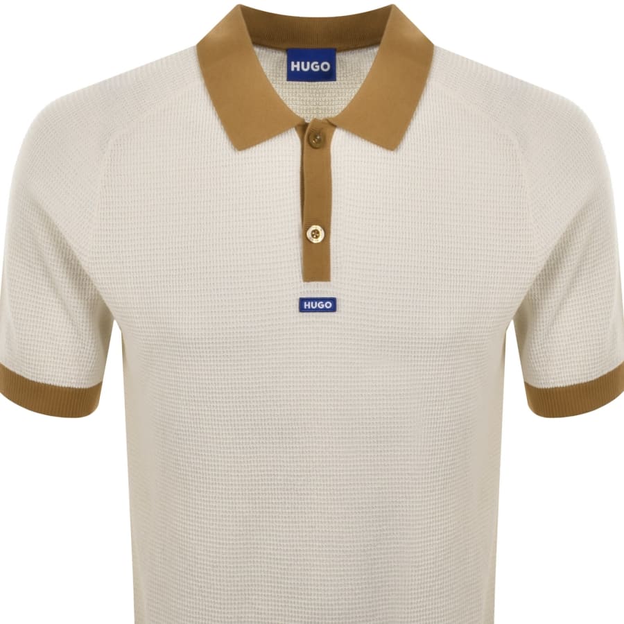 Image number 2 for HUGO Blue Siablo Knit Polo Cream