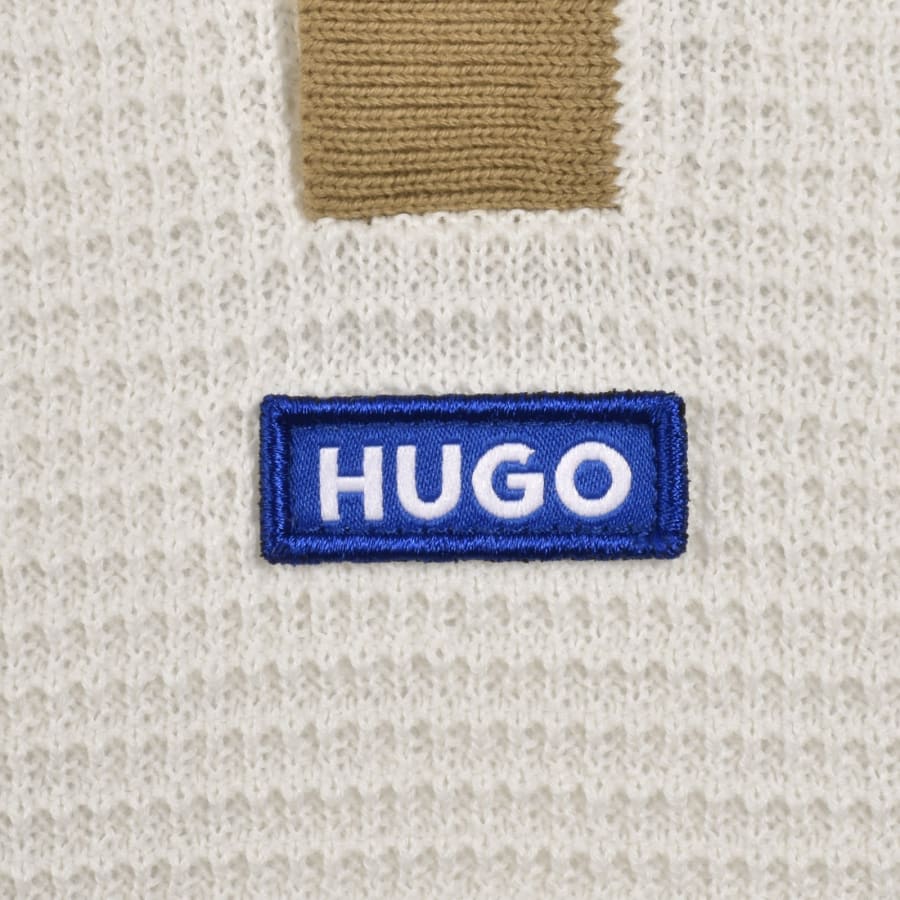Image number 3 for HUGO Blue Siablo Knit Polo Cream