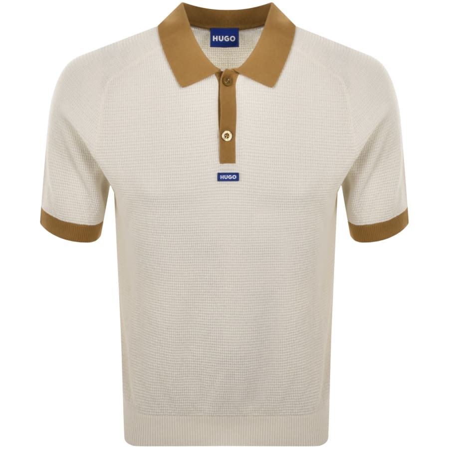 Image number 1 for HUGO Blue Siablo Knit Polo Cream