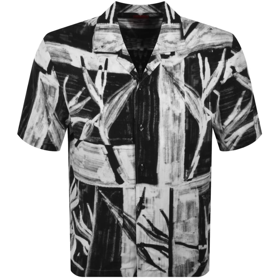 Image number 1 for HUGO Exolino Relaxed Fit Patterned Shirt Black