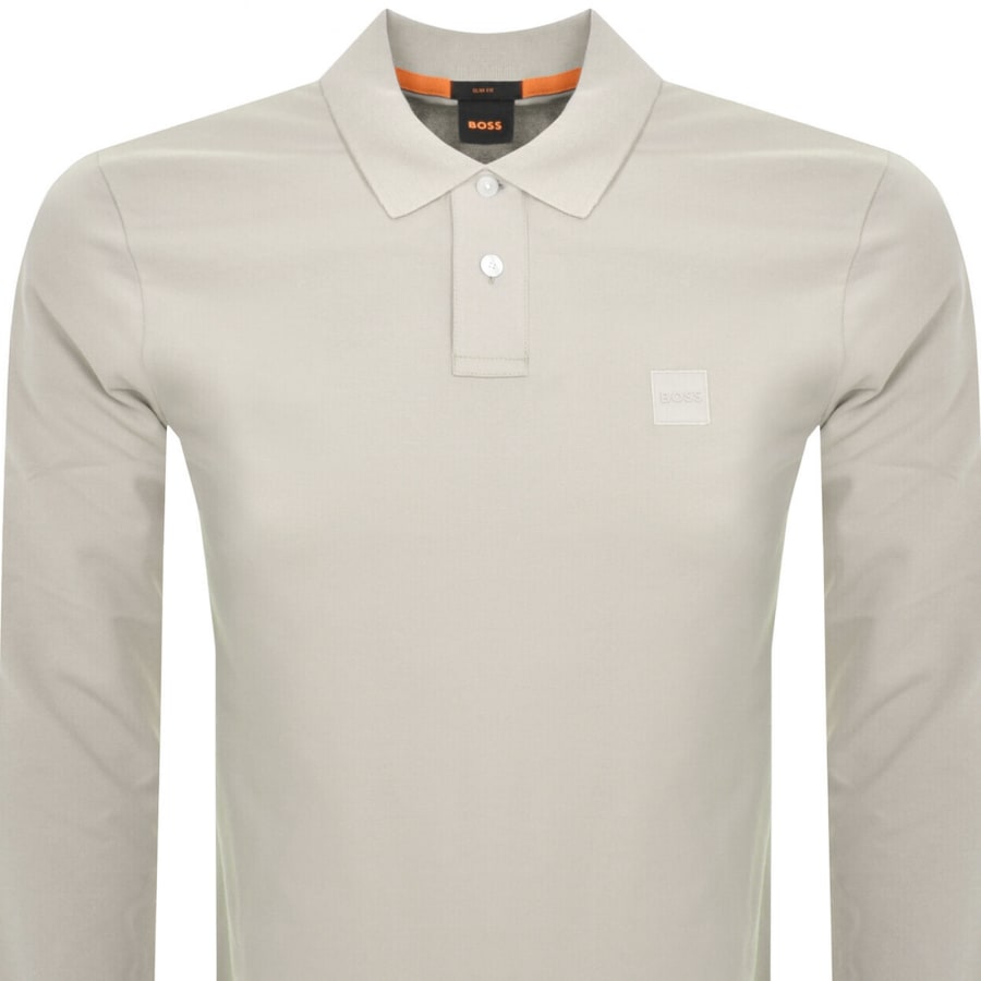 Image number 2 for BOSS Long Sleeve Passerby Polo T Shirt Beige