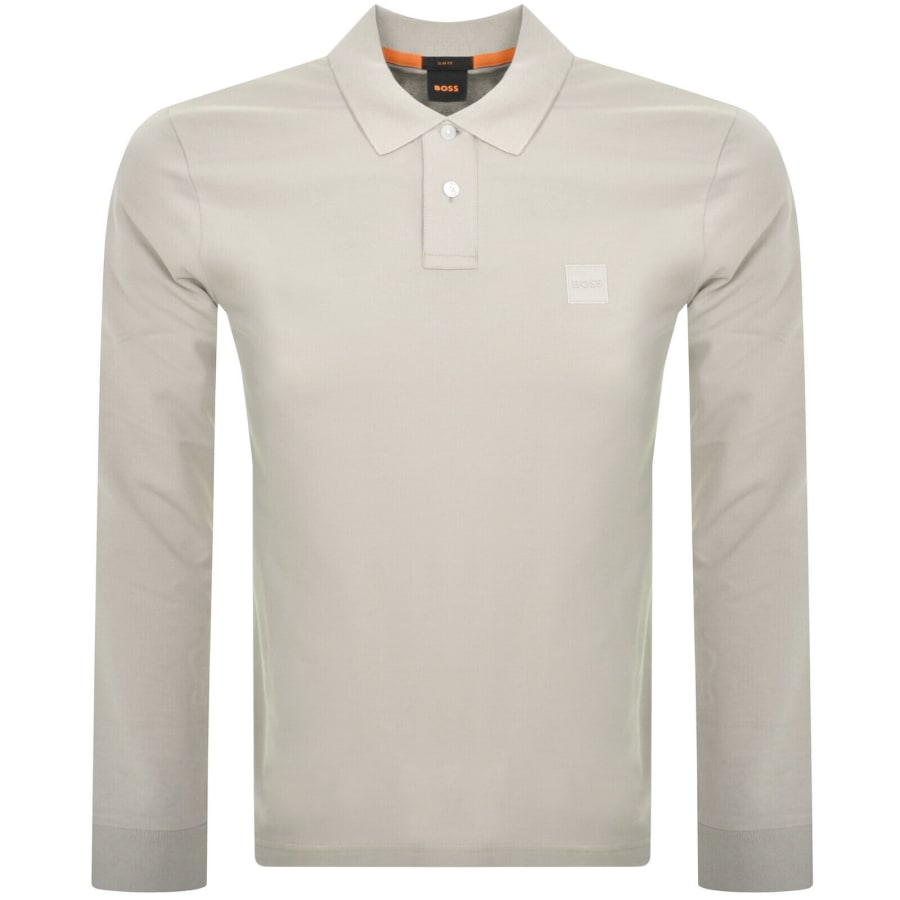 Image number 1 for BOSS Long Sleeve Passerby Polo T Shirt Beige