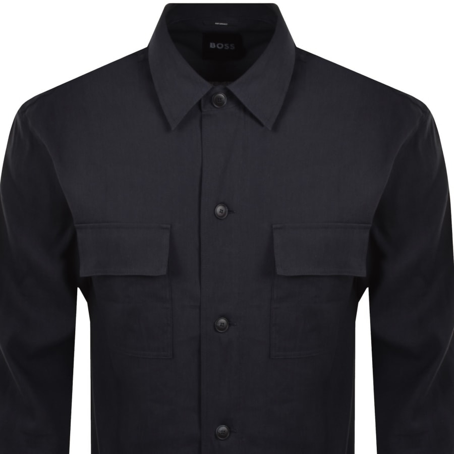 Image number 2 for BOSS Cai Linen Blend Shirt Dark Blue
