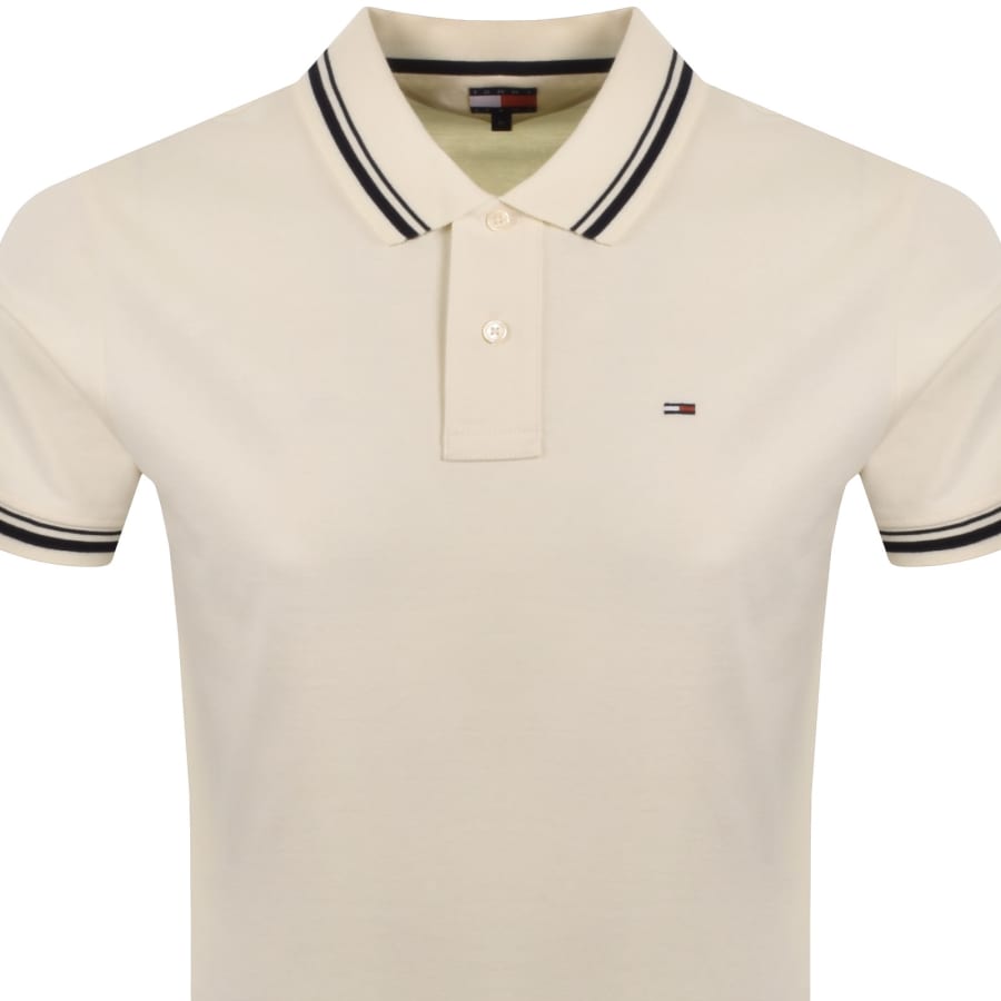 Image number 2 for Tommy Jeans Tipped Polo T Shirt Cream