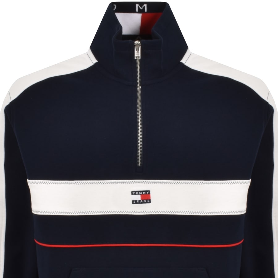 Image number 2 for Tommy Jeans Quarter Zip Sweatshirt Navy