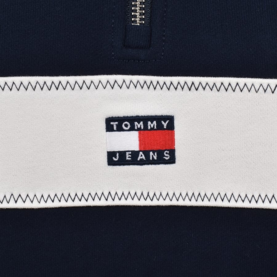 Image number 3 for Tommy Jeans Quarter Zip Sweatshirt Navy